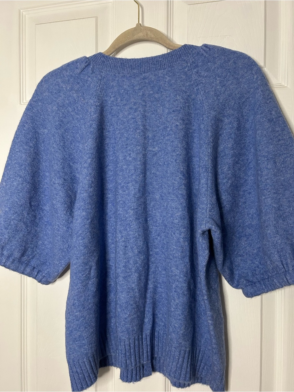 Anthropologie Puff-Sleeve Cardigan Sweater Heather Cornflower - Picture 13 of 14